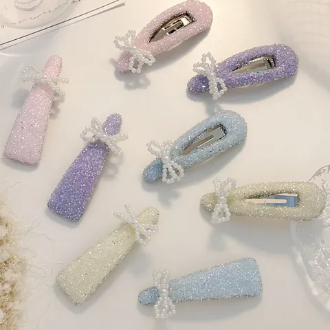 Filles Mignon Strass Perle Nœud Barrette à Cheveux Mignon Cristal Pince Bec de Canard Pince Latérale Accessoires de Cheveux pour Enfants