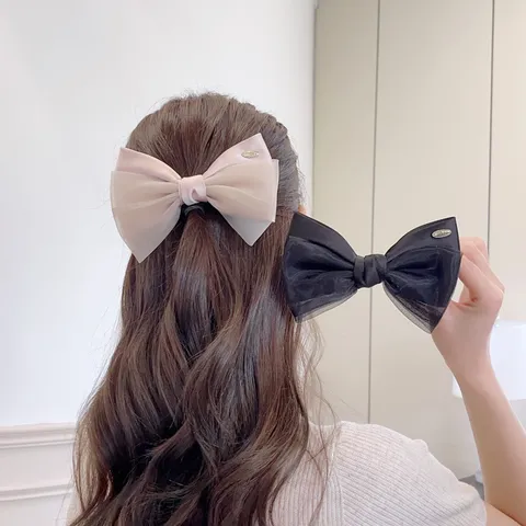 Pince à Cheveux Ressort Nœud en Organza Doux Fait Main Élégant Accessoire Cheveux pour Femmes Filles Coiffure