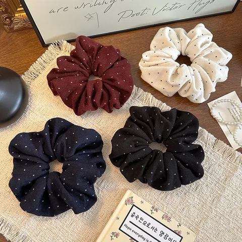 Style Coréen Pois Plissé Chouchous Pour Femmes Mode Tissu Élastique Cordes à Cheveux Accessoires De Cheveux Quotidiens