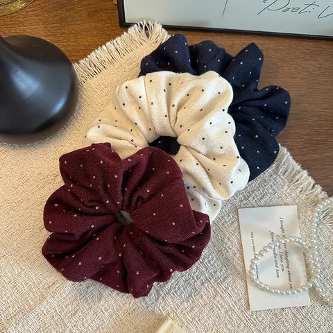 Style Coréen Pois Plissé Chouchous Pour Femmes Mode Tissu Élastique Cordes à Cheveux Accessoires De Cheveux Quotidiens