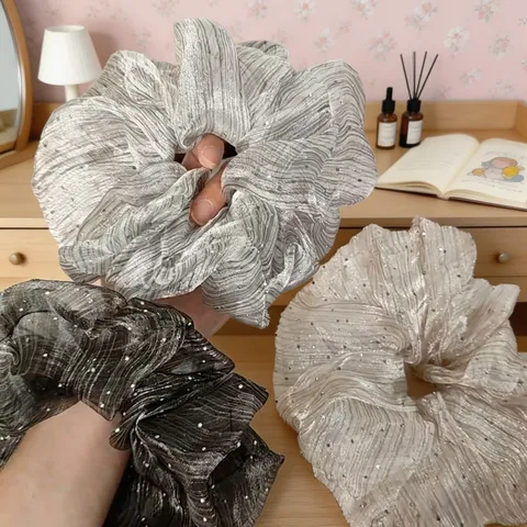 Coleteros de Malla para Mujer Gran Elasticidad Anillo de Cabello Strass Termoadhesivo Estrellado Soporte para Cola de Caballo Accesorios