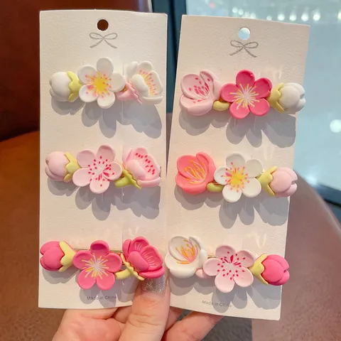 Sweet Cherry Blossom Hair Clip Resin Floral Duckbill Hairpin Cute Hair Accessories For Women And Girls