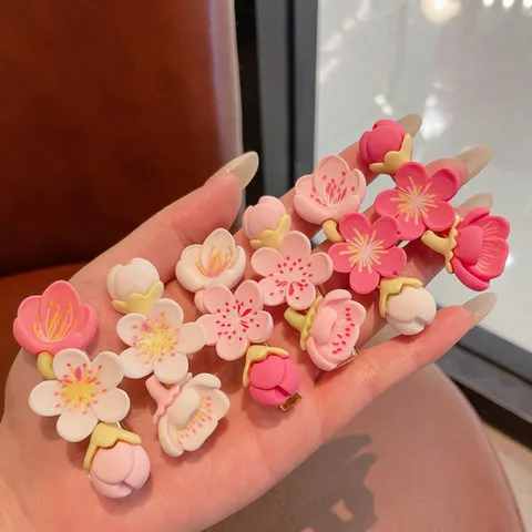 Sweet Cherry Blossom Hair Clip Resin Floral Duckbill Hairpin Cute Hair Accessories For Women And Girls