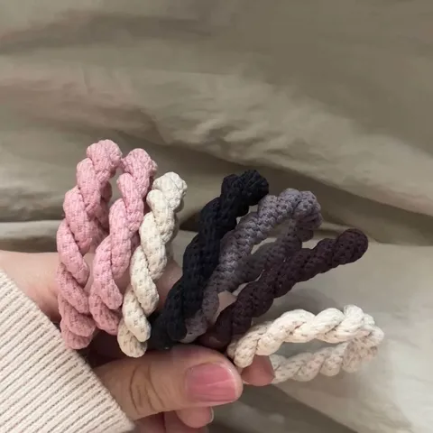 Minimalist Fabric Twisted Braid Hair Rope High Elasticity Scrunchies Casual Daily Hair Accessories Headwear For Women