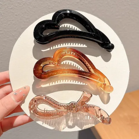Acrylic Banana Hair Clip Elegant Bow Heart Hair Claw Minimalist Ponytail Holder Hair Accessories For Women Daily Styling