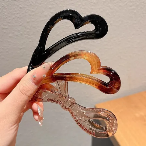 Acrylic Banana Hair Clip Elegant Bow Heart Hair Claw Minimalist Ponytail Holder Hair Accessories For Women Daily Styling
