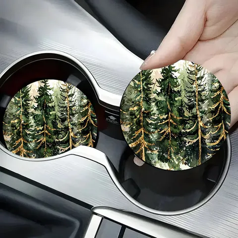 Sottobicchiere Per Auto Di Natale Tovaglietta Rotonda Assorbente Per Cucina Tavolo Da Pranzo Decorazione Festiva
