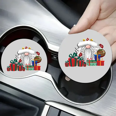 Sottobicchiere per Auto Gnomo di Natale in Silicone Antiscivolo Carino Cartone Animato Festa delle Vacanze Decorazione Interni Auto