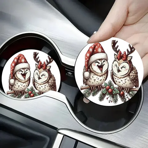 Sottobicchiere in Silicone di Natale Tappetino da Tavola Rotondo Antiscivolo Resistente al Calore Cartone Animato Casa Auto