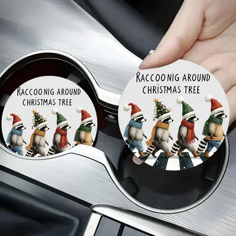 Sottobicchiere per Auto in Silicone Rotondo Antiscivolo Antiscottatura Tappetino Isolante Simpatico Motivo Cartone Animato Natalizio Accessori