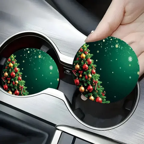 Natale Rotondo Silicone Assorbente Sottobicchiere Isolamento Termico Tovaglietta Antiscivolo Tappetino Per Portabicchieri Auto Decorazione
