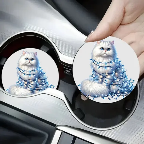 Sottobicchiere per Portabicchieri Auto in Silicone con Motivo Gatto Carino Antiscivolo Impermeabile Tappetino per Tazza Accessori Interni Auto