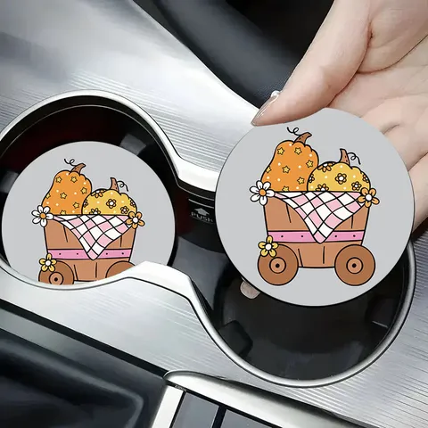 Sous-Verre de Voiture Rond Universel Antidérapant en Silicone avec Motif Père Noël et Cactus de Noël pour Porte-Gobelet de Voiture Tapis Décoratif Résistant à la Chaleur