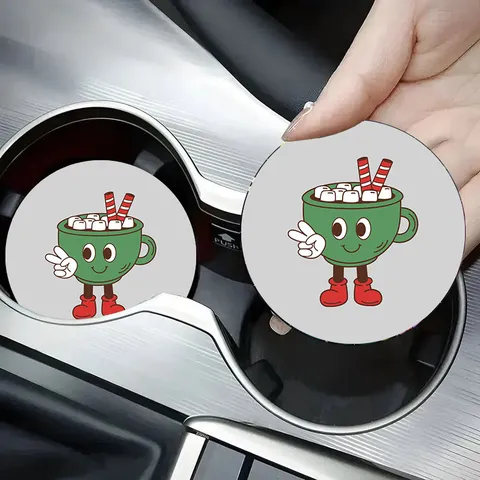 Sottobicchiere per Auto Carino con Cartone Animato in Silicone Antiscivolo Tappetino Termoisolante Stile Ins Rotondo Portabicchieri Accessori Auto