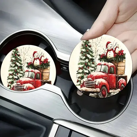 Christmas Silicone Coaster Round Table Drink Coffee Mat Festive Snowman Pattern Kitchen Dining Table Cup Mat