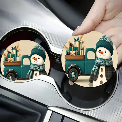 Christmas Silicone Coaster Round Table Drink Coffee Mat Festive Snowman Pattern Kitchen Dining Table Cup Mat