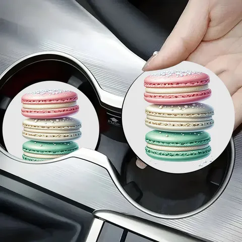 Christmas Car Cup Coasters Silicone Absorbent Anti-Slip Auto Interior Accessories Gingerbread Man Macaron Decor For Men Women