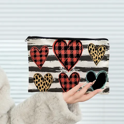 Canvas Makeup Bag Cosmetic Pouch Zipper Coin Purse Portable Travel Toiletry Bag Student Pencil Case Storage Bag