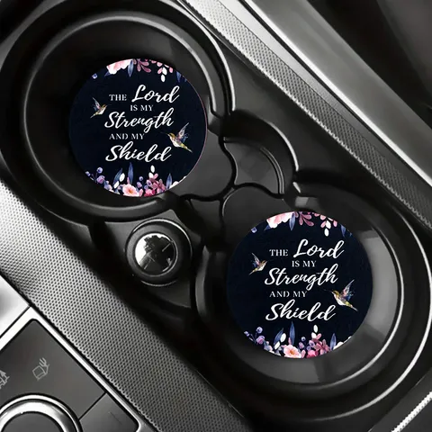 Dessous de Verre en Silicone Antidérapant pour Voiture Tapis Absorbant Rond Avec Motif Plage Coucher de Soleil Floral Animal Damier Accessoires Intérieurs de Voiture
