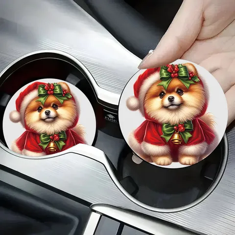 Sottobicchiere per Auto in Silicone di Natale Stampa Animale Carino Impermeabile Antiscivolo Tappetino per Tavolo Decorazione per la Festa