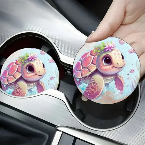 Silicone Car Coaster Round Anti Slip Cup Mat Animal Flower Halloween Pattern Heat Insulated Coffee Mug Pad Auto Accessories