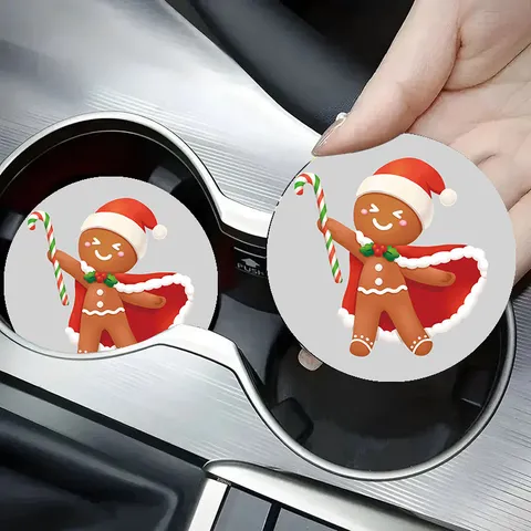 Carino Cartone Animato Natale Silicone Auto Sottobicchiere Antiscivolo Acqua Tazza Titolare Tappetino Stile Ins Accessori Interni Auto
