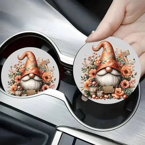 Sottobicchieri per Auto con Pittura a Diamante Gnomo di Natale in Silicone Antiscivolo