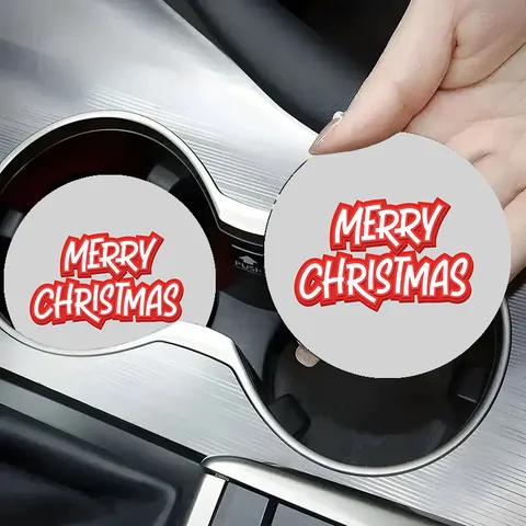 Sottobicchiere per Tazza Auto di Natale Tappetino Antiscivolo in Silicone Carino Cartone Animato Accessori Interni Auto