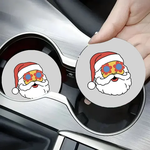 Kerst Ronde Siliconen Onderzetter Absorberend Anti-Brandwond Isolatiemat Festieve Boom Kerstman Tafel Drankenonderzetter