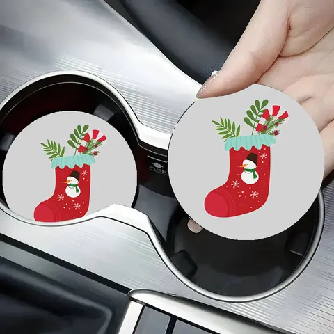 Carino Cartone Animato Natale Silicone Auto Sottobicchiere Antiscivolo Acqua Tazza Titolare Tappetino Stile Ins Accessori Interni Auto