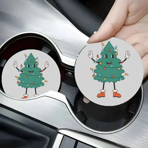 Kerst Ronde Siliconen Onderzetter Absorberend Anti-Brandwond Isolatiemat Festieve Boom Kerstman Tafel Drankenonderzetter