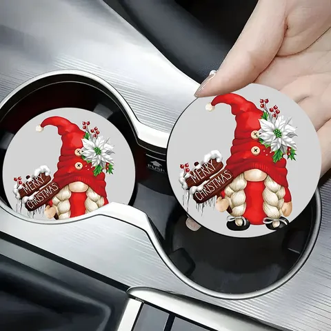 Sottobicchieri per Auto con Pittura a Diamante Gnomo di Natale in Silicone Antiscivolo