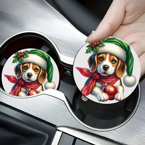Sottobicchiere per Auto in Silicone di Natale Stampa Animale Carino Impermeabile Antiscivolo Tappetino per Tavolo Decorazione per la Festa