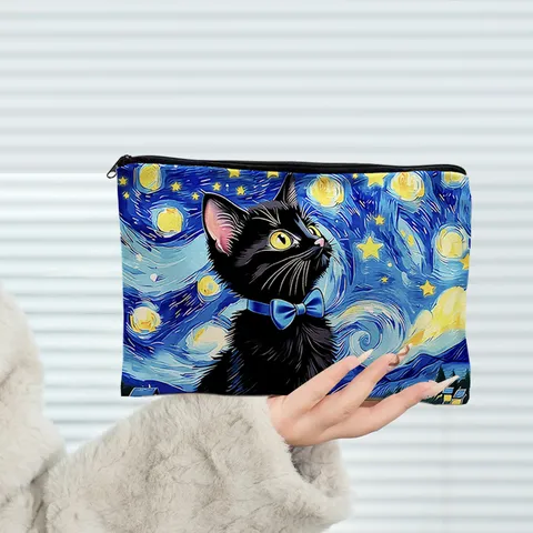 Canvas Makeup Bag Large Capacity Travel Toiletry Pouch Portable Zipper Storage Bag Art Design Cosmetic Bag For Women