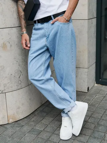 Men's Straight Leg Cropped Jeans Washed Solid Color Mid Waist Denim Pants Casual Summer Trousers For Youth Light Business Style