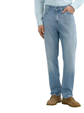 Men's Light Business Loose Straight Fit Jeans Casual Washed Cotton Denim Pants For Men Light Blue Black Retro Blue