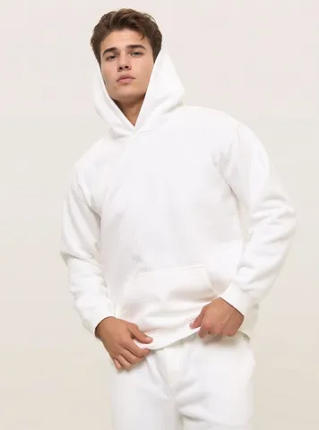 Sudadera con Capucha Unisex Color Sólido 320g Mezcla de Algodón Sin Cordón Oversized Pullover de Manga Larga Otoño Invierno Ropa Deportiva Casual Top