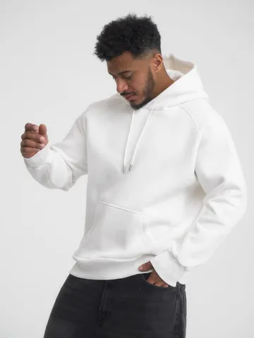 Men's Casual Solid Color Hooded Sweatshirt 320g Pullover Hoodie With Kangaroo Pocket Streetwear Men's Clothing Top