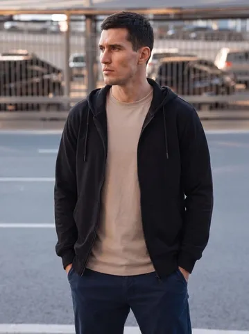 Men's Casual Fleece Lined Hooded Hoodie Jacket Cotton Polyester Blend Solid Color Warm Full Zip Up Sweatshirt Top