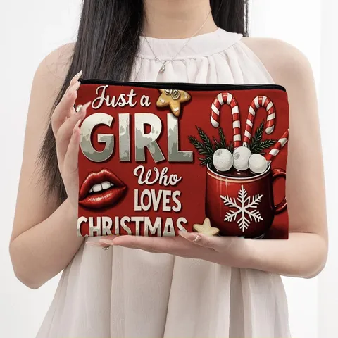 Kerstserie Patroon Print Draagbare Reizen Make-up Pouch Cosmetische Opbergtas Waterdichte Canvas Organizer Tas Voor Vrouwen