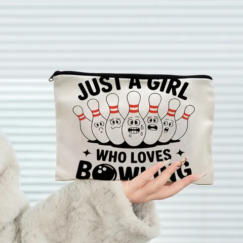 Canvas Makeup Bag Zipper Storage Pouch Pickleball Bowling Vet Medicine Nurse Pattern Travel Organizer For Women Gift Pouch