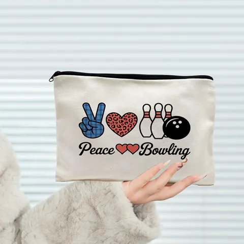 Canvas Makeup Bag Zipper Storage Pouch Pickleball Bowling Vet Medicine Nurse Pattern Travel Organizer For Women Gift Pouch