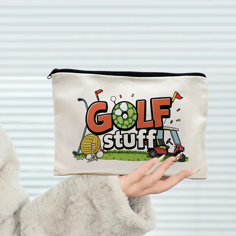 Draagbare Canvas Make-up Tas Bedrukte Cosmetische Organizer Reizen Golf Voetbal Ontwerp Toilettas Wastas Voor Vrouwen Leraren Cadeau