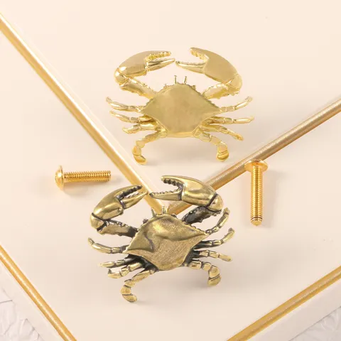 Luxus Kreativer Messing Krabbe Schrankgriff Vintage Tier Schubladengriff Gold Bronze Möbelbeschläge Für Schrank Kleiderschrank Tür