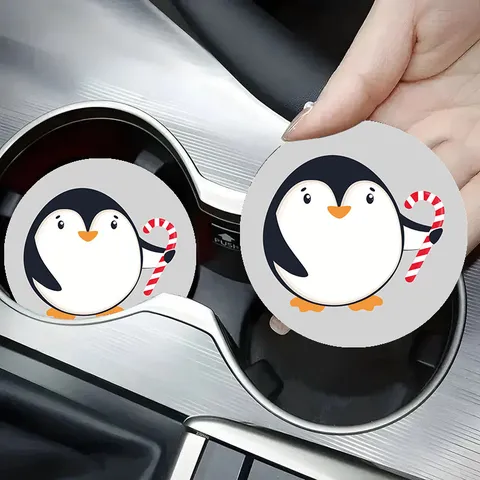 Sottobicchiere per Auto in Silicone Antiscivolo Assorbente Rotondo Carino Motivo Animale Cartoon Accessori Interni Auto