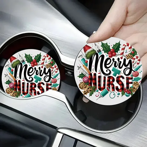Sottobicchiere per Auto in Silicone Antiscivolo Termoisolante Tappetino Portabicchieri Fantasia Infermiera di Natale Accessorio