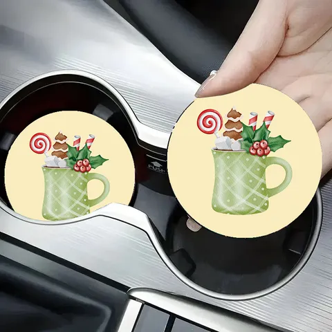 Sottobicchiere Per Auto In Silicone Di Natale Antiscivolo Resistente Al Calore Tappetino Per Tazza Simpatico Cartone Animato Festivo Tappetino Da Tavolo Per Auto Decorazione Casa