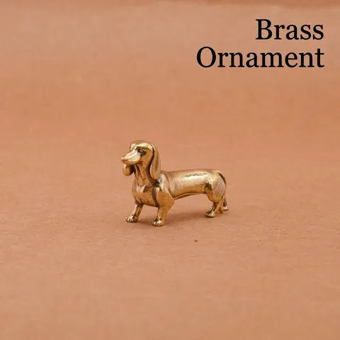 Solid Brass Dachshund Dog Ornament Miniature Vintage Metal Animal Hound Figurine Living Room Desktop Decor Crafts Sculpture Ornament