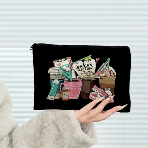 Canvas Cosmetische Tas Reis Toiletartikelen Pouch Draagbare Rits Make-up Organizer Schattige Cartoon Bloemen Print Handtas Portemonnee Cadeau