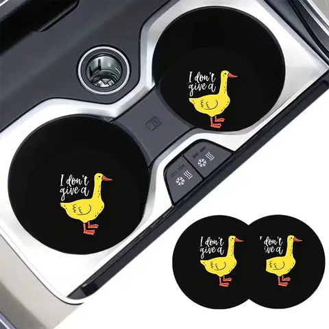 Universal 7cm Silicone Car Coasters Anti-Slip Cup Holder Mat Cute Cartoon Duck Corgi Cherry Cow Print Car Interior Accessories